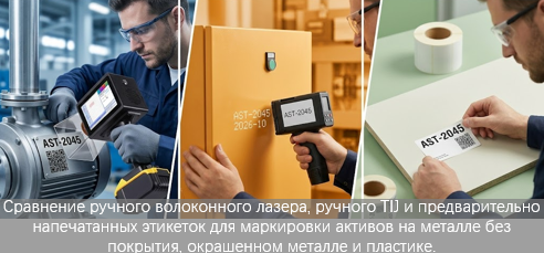 Маркировка промышленных активов: ручной лазер vs ручной TIJ vs этикетки — какой инструмент для какой поверхности?cid=39